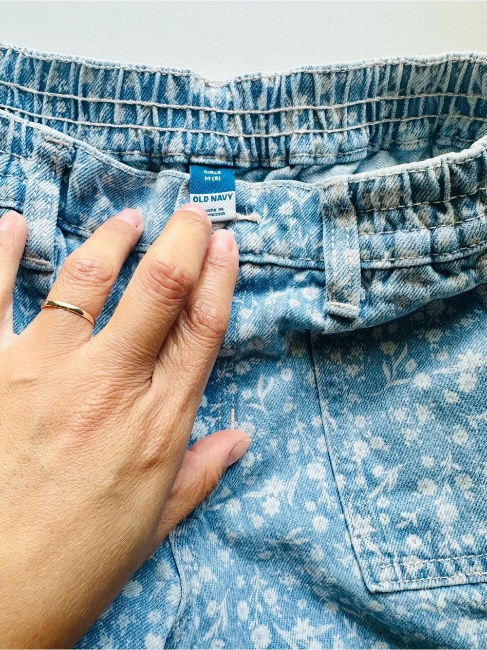 Old Navy Light Blue Floral Denim Girls Shorts